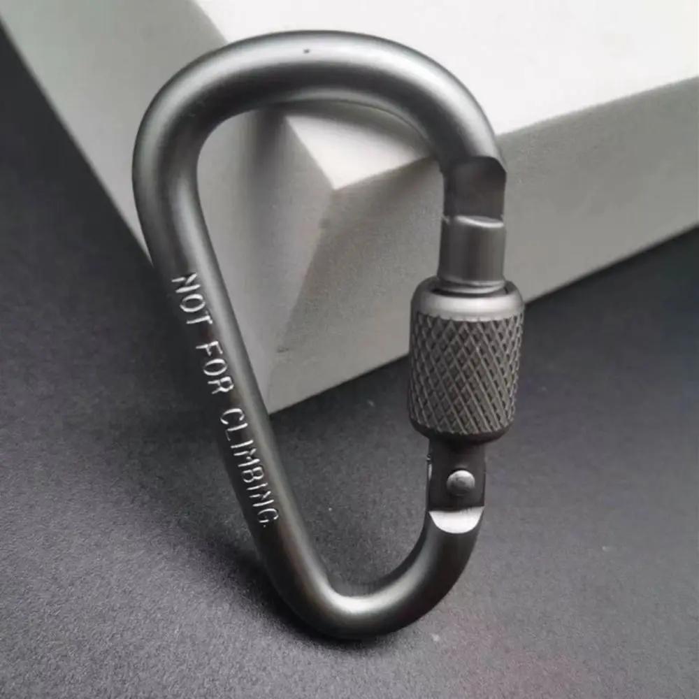Mousqueton en alliage d'aluminium multicolore, porte-clés de sécurité avec bouton de verrouillage, m