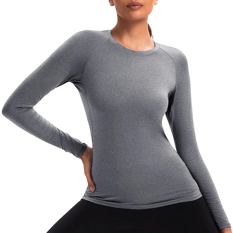 Chemise de Compression pour femmes, Yoga athlétique, course à pied, T-Shirt à manches longues, print
