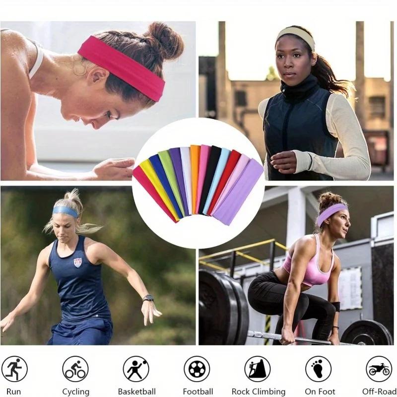 10 pièces bandeau élastique pour femmes - Fitness Yoga course accessoires cheveux couleur unie