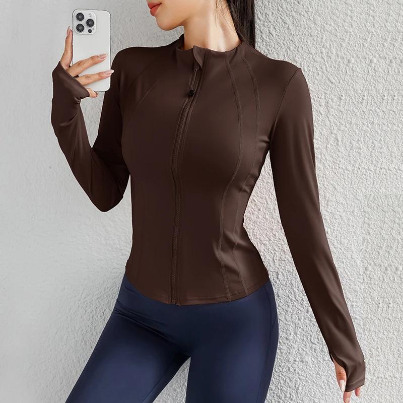 Sport Zip Up hiver femmes vestes de course entraînement Gym Fitness femmes vestes avec trous pour le