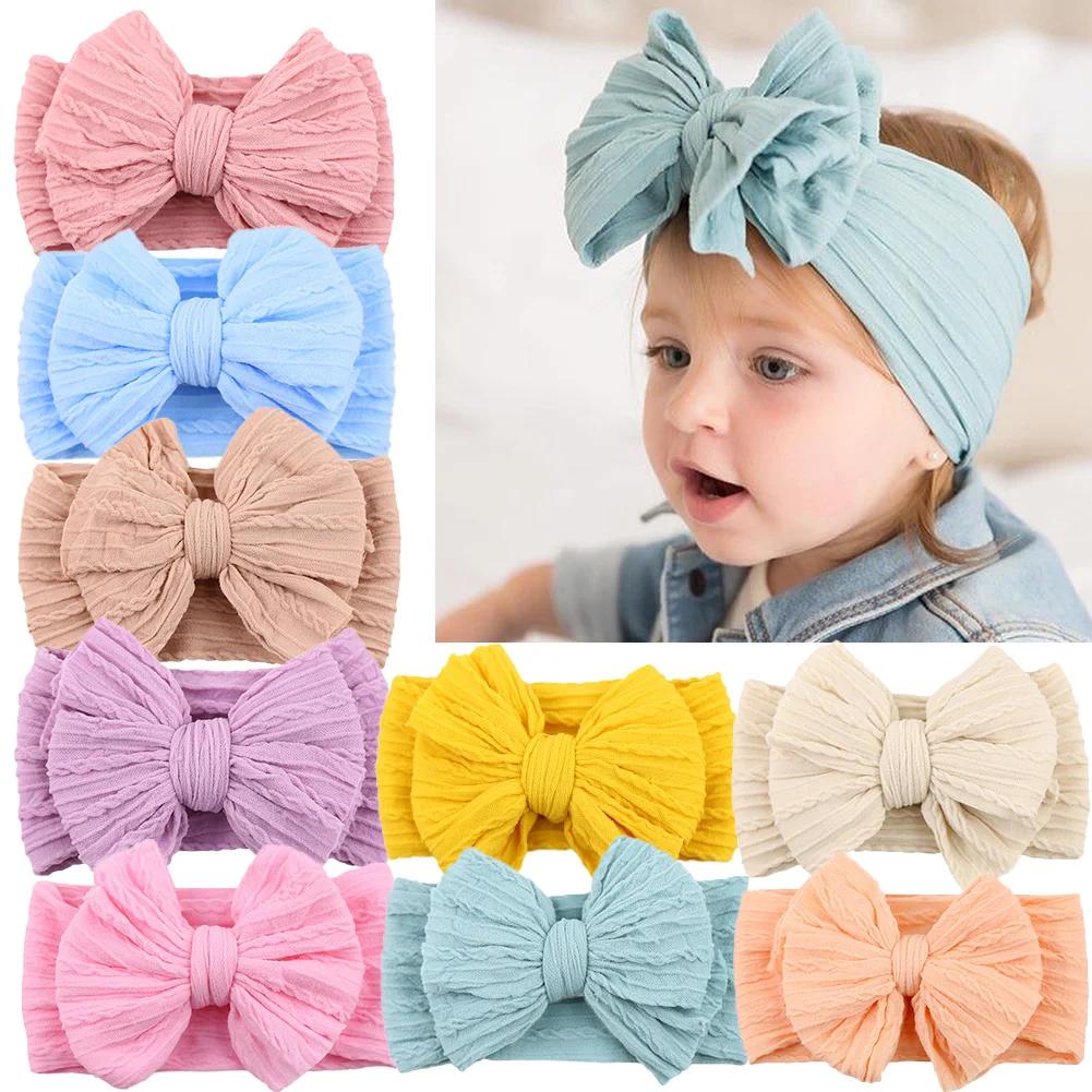 Bandeau pour bébé avec nœud de câble solide, couches en Nylon, couvre-chef pour enfants, Turban élas