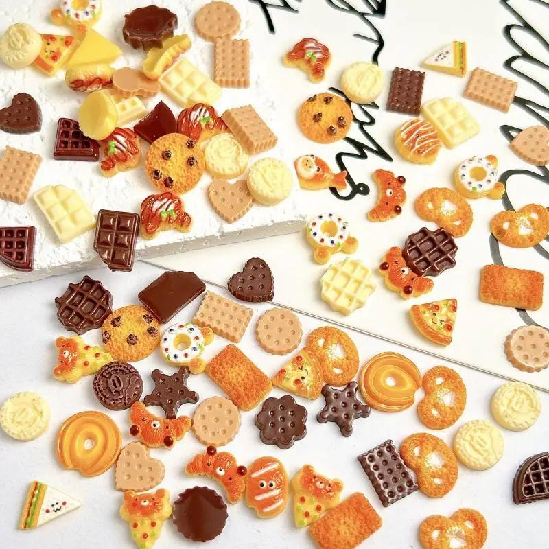 Ours créatif crème glacée chocolat Nail Art accessoires mignon simulé sourire Sandwich étoile Biscui