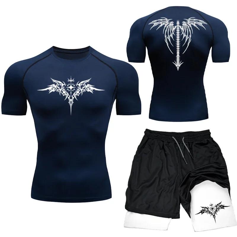 Nouveau MMA boxe Compression ensemble vêtements de Sport pour hommes séchage rapide Shorts de Sport
