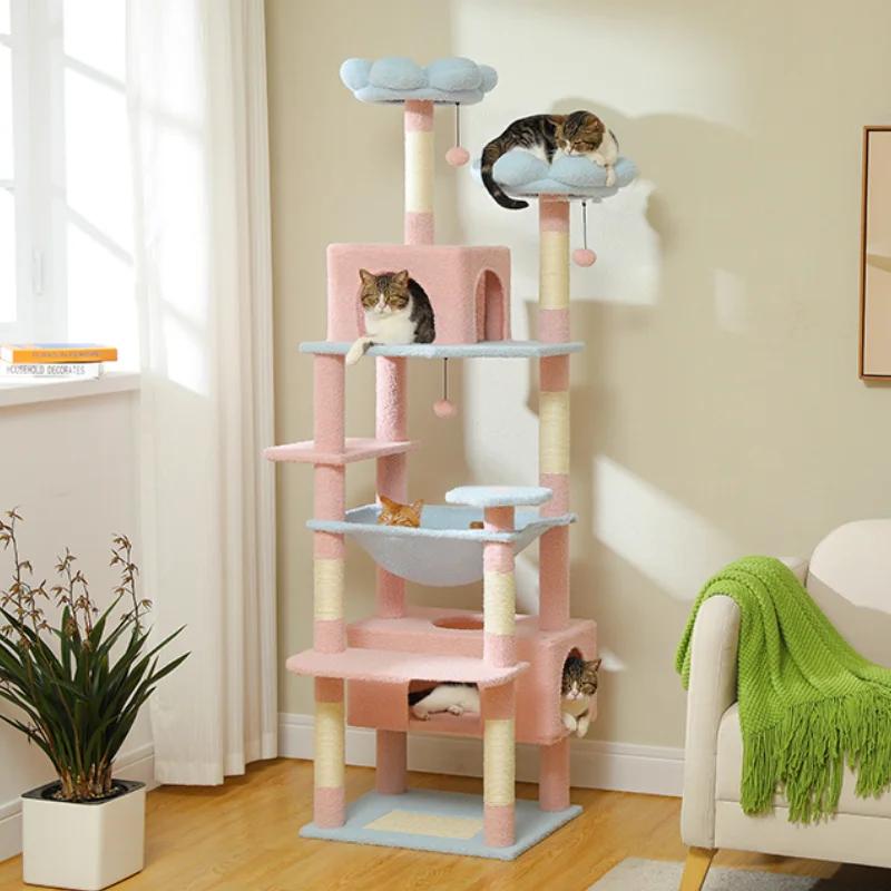 Arbre à chat à plusieurs niveaux avec griffoir, tour de luxe pour chat, hamac condo, grattoirs pour