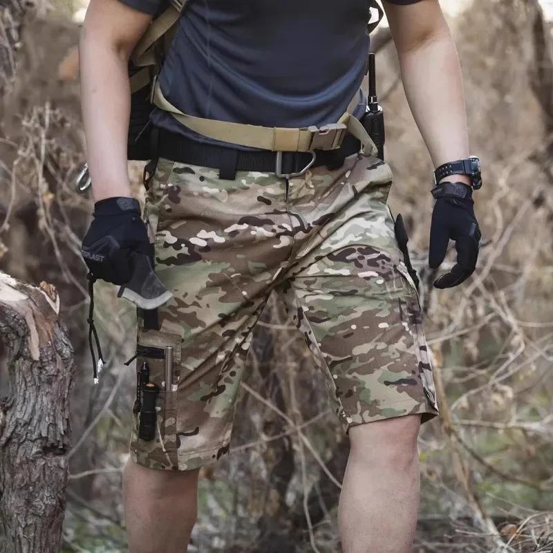 Short Cargo pour hommes, pantalon court tactique d'été, Bermuda multi-poches imperméable pour l'exté