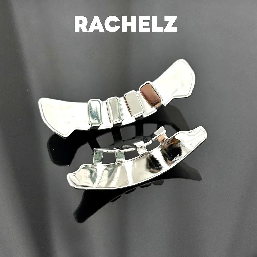 RACHELZ Cyberpunk Surface lisse dents carrées Grillz crocs Hip Hop futuriste brillant bouchons de de