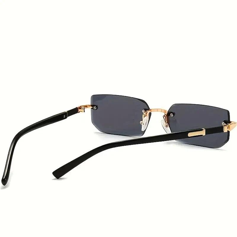 Lunettes de soleil rectangulaires sans monture pour hommes et femmes, nuances populaires, petites lu