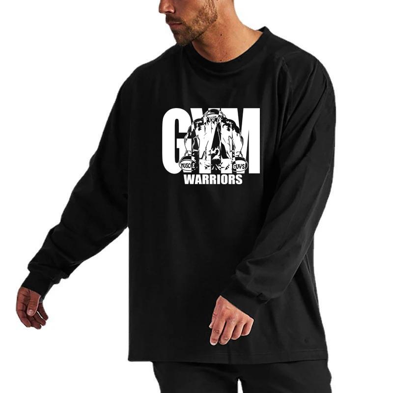 T-shirts à manches longues pour hommes, surdimensionnés, pour course à pied, musculation, vêtements