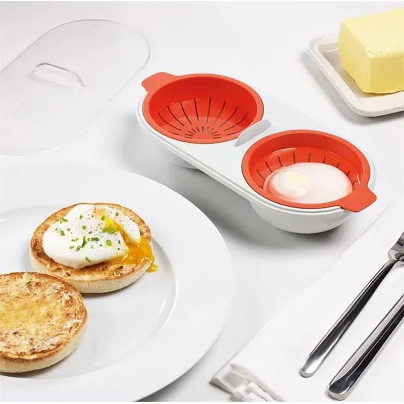 Poacher à œufs au micro-ondes, parfait, Double tasse, chaudière à œufs facile, moule à œufs à ressor