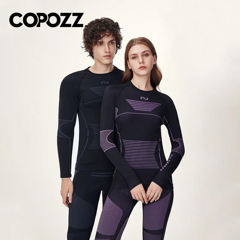 COPOZZ hommes femmes Ski sous-vêtement thermique ensembles Sport séchage rapide survêtement Fitness