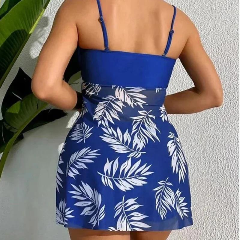 Maillot de bain fendu sexy femme taille haute - Robe courte mode plage été 2024 imprimé