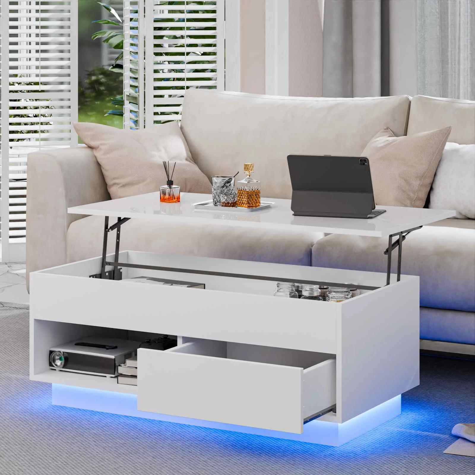 Table basse élévatrice à LED, meubles modernes ultimes, design élégant, décoration d'intérieur et di