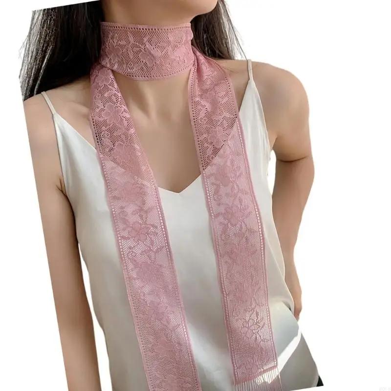 D0UB Flower brodé Neckerchief Sophistiqué écharpes uniques beaux écharpe en dentelle adaptée à diver