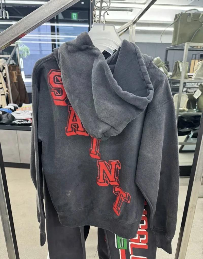 Saint sweats à capuche faire vieux motif d'ange lavé haute rue hommes femmes décontracté ample Hip-h