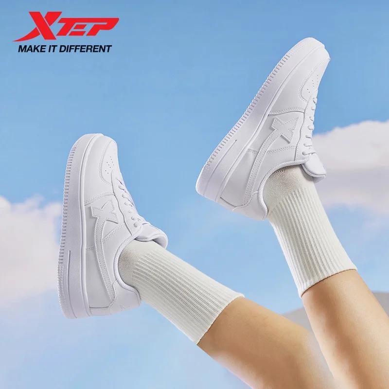 Chaussures de skateboard Xtep antidérapantes et résistantes à l'usure - Baskets unisexes blanches pour couple