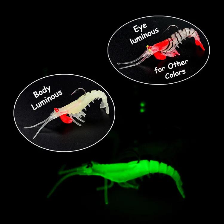 JYJ leurres de crevettes souples pêche en mer avec crevettes lumineuses appât souple perche 7g 12g18