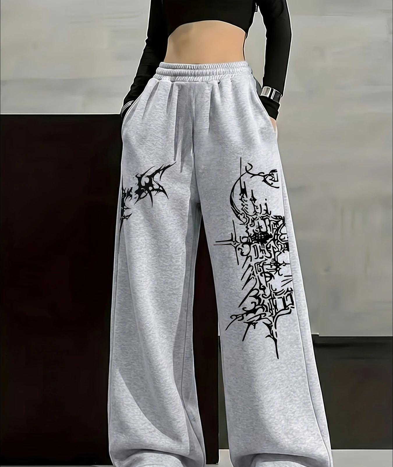 Pantalon de sport décontracté gothique tendance pour l'été 2026, style hip-hop urbain, coupe ample,