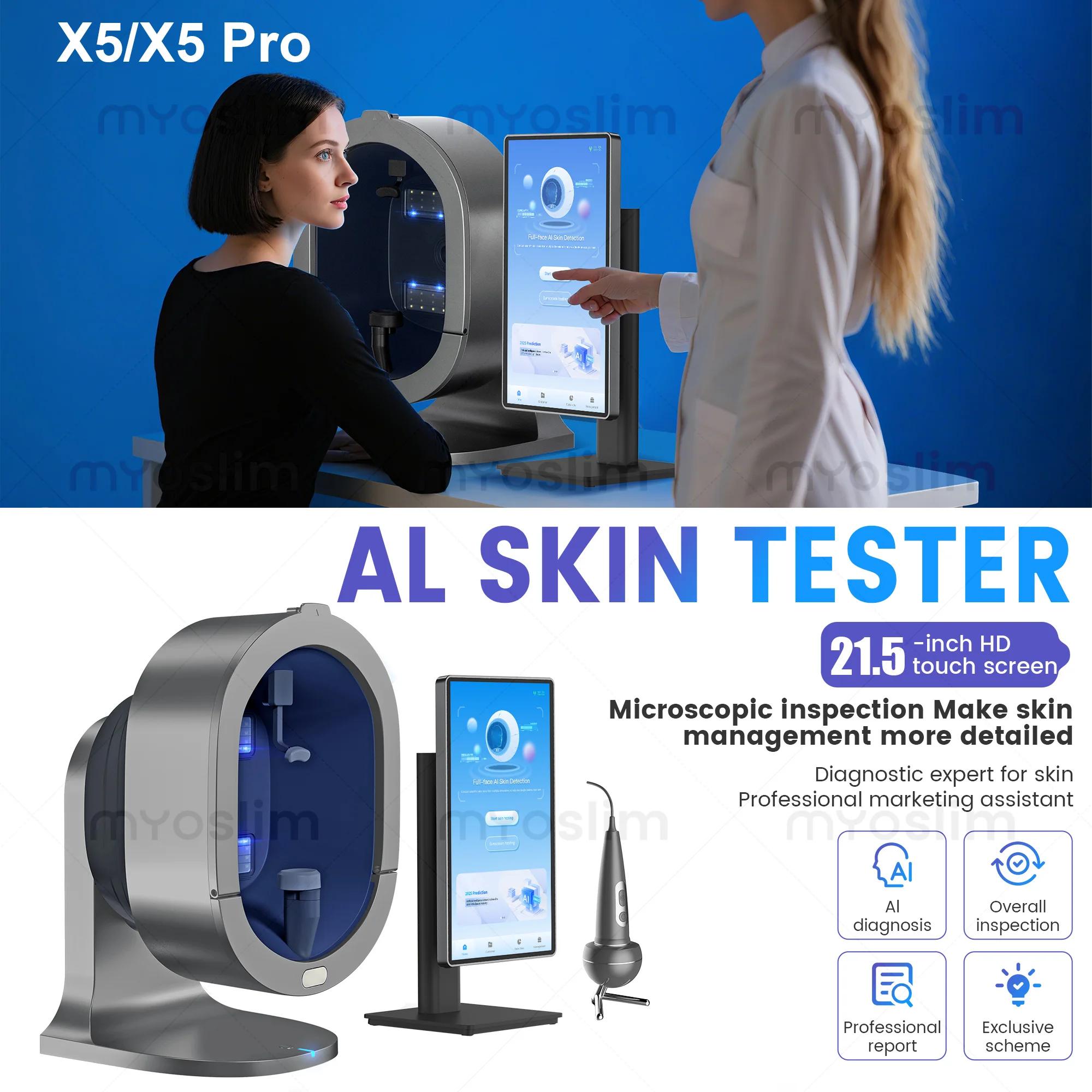 Analyseur de peau et de cheveux professionnel 3D X5 avec caméra UV, scanner facial numérique et mach