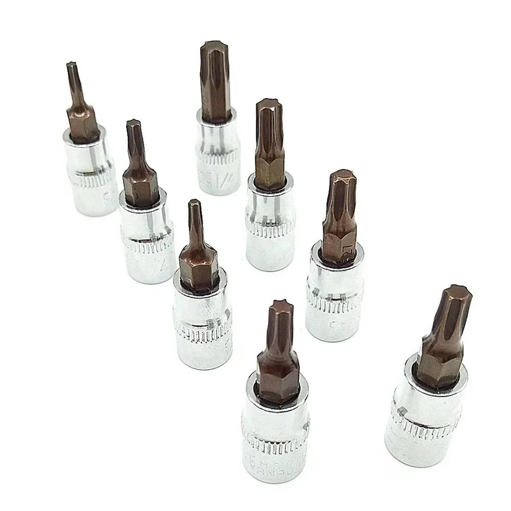 Embout de tournevis Torx 1/4 pouces, douille d'entraînement, adaptateur de clé à douille à cliquet,