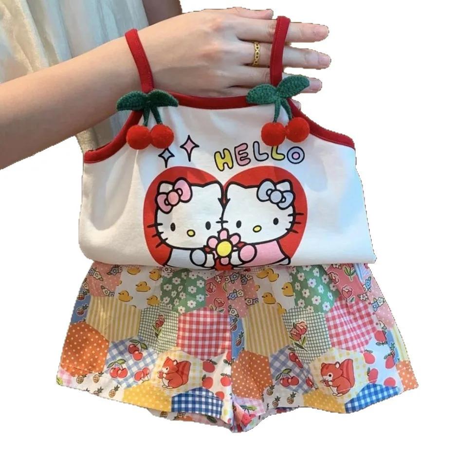 Sanrio – ensemble de vêtements de maison pour filles, Hello Kitty, imprimé de dessins animés, pour e