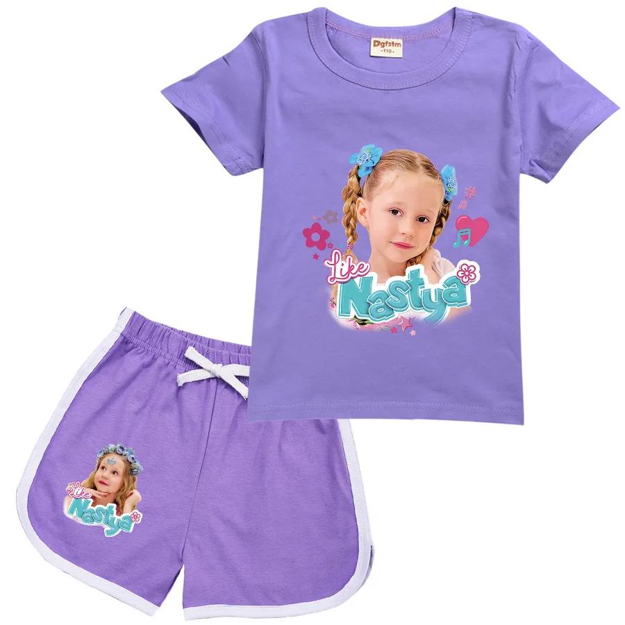T-shirt à manches courtes et short Lovely Like Nastya pour enfants, tenues d'été pour tout-petits fi