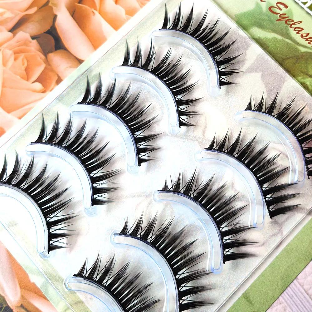 5 paires de faux cils de maquillage épais Fasle cils longs naturels épais Extension de cils usage qu