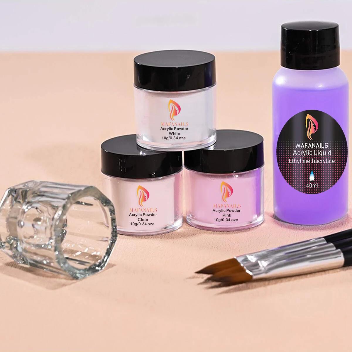 Ensemble de poudre acrylique cristal et monomère liquide, décoration pour manucure, paillettes pour