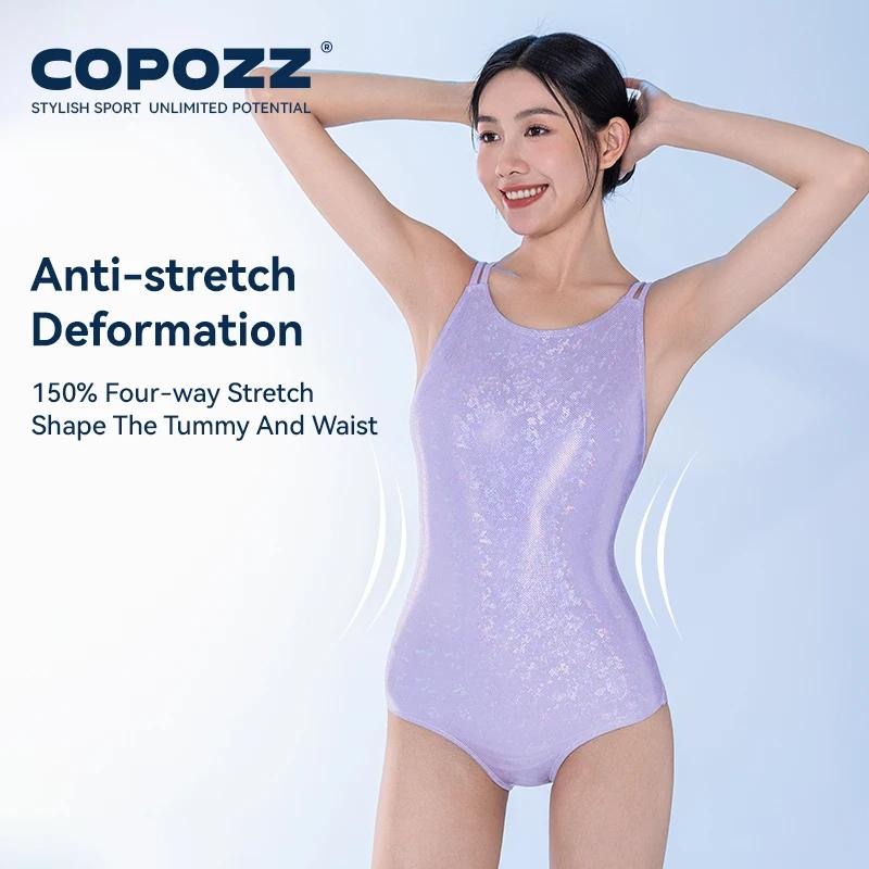 COPOZZ femme nouveau maillot de bain une pièce solide plage sans manches évider col en V été femme c