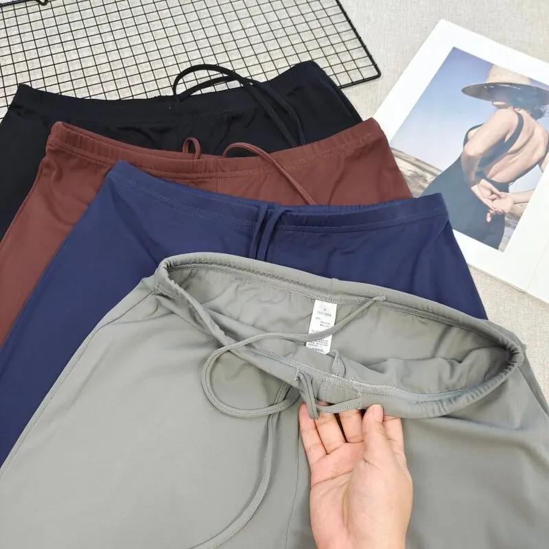 Pantalon de Yoga à jambes larges et douces pour femmes, taille élastique, rafraîchissant, respirant,