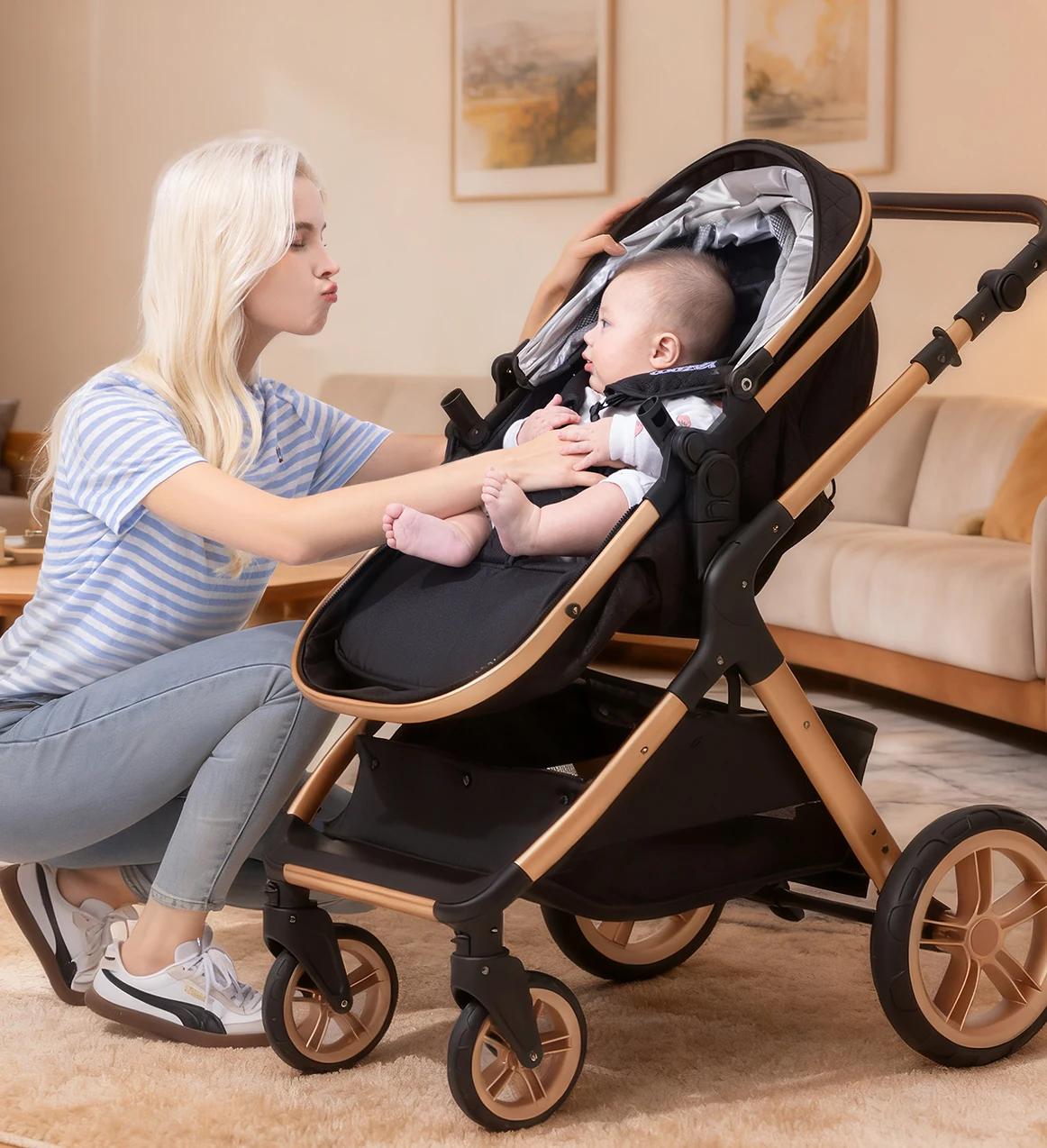 Système de poussette 3 en 1 pour bébé, poussette légère pour nouveau-nés, tout-terrain, compacte, pl