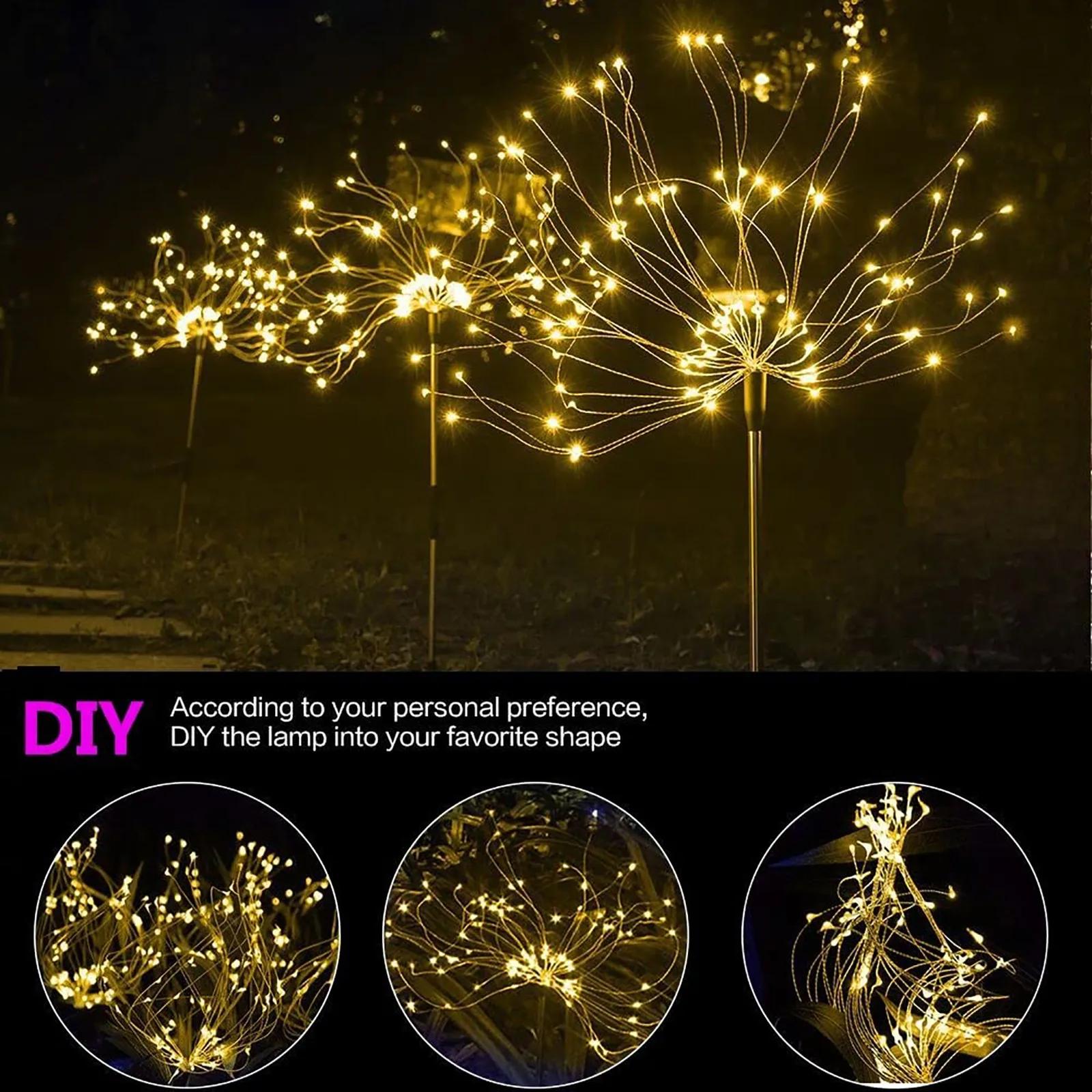 Enquêter d'artifice solaire à LED de couleur, lampe étanche bricolage, utilisée pour les lumières de