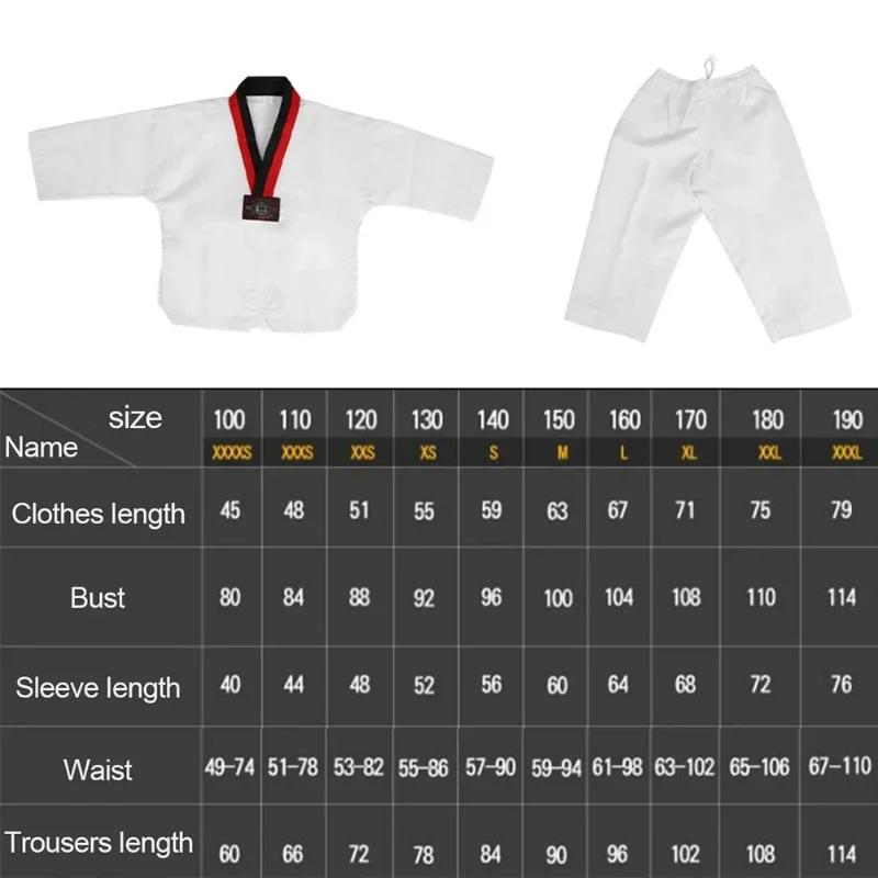 Costumes TKD à manches longues, uniformes de Taekwondo blancs, vêtements de karaté WTF Judo Dobok po