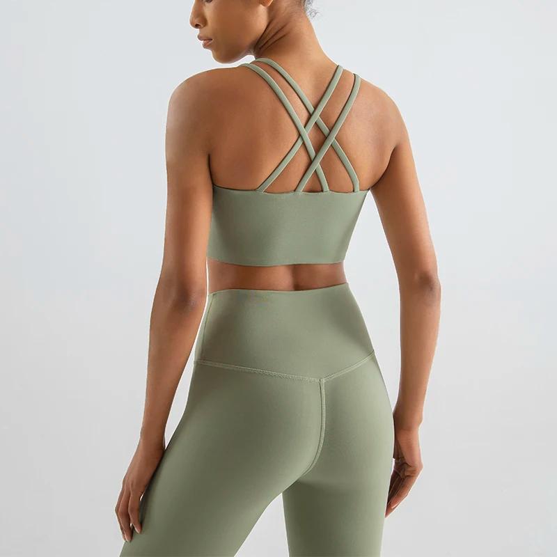 Soutien-gorge de sport SOISOU en nylon pour femme - Élastique et sexy pour yoga et fitness