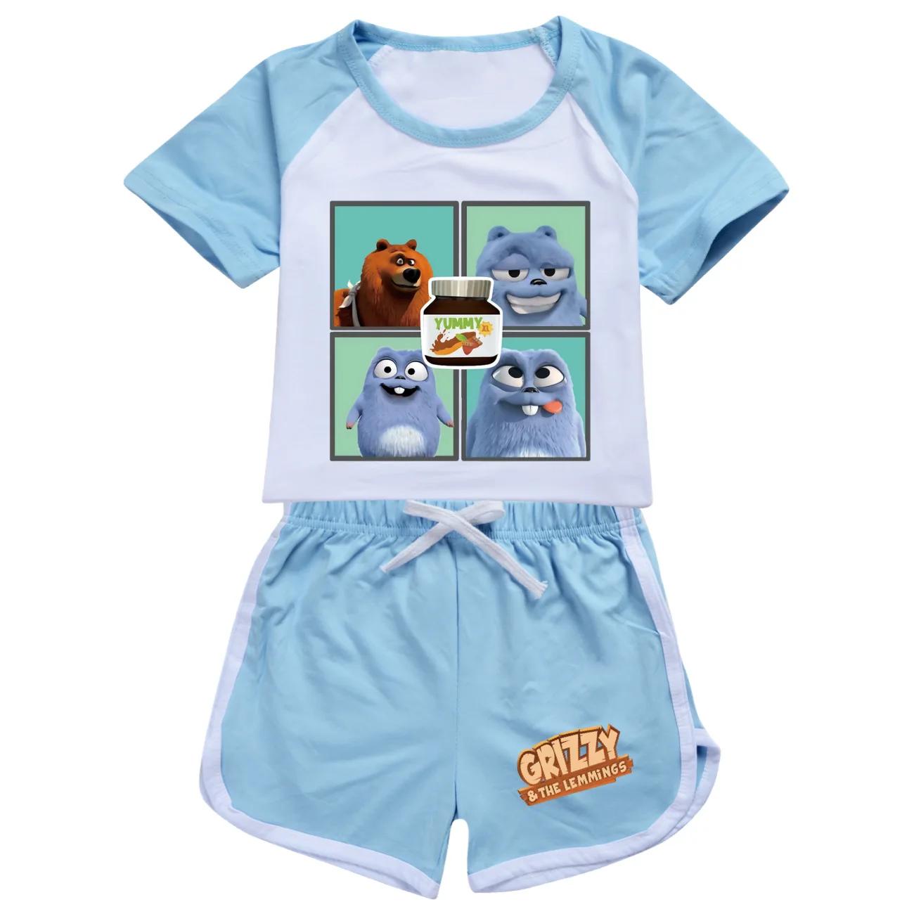 GRIZZY et The Lemming vêtements enfants été costumes de sport garçons Grizzy Bear T-shirts + Shorts