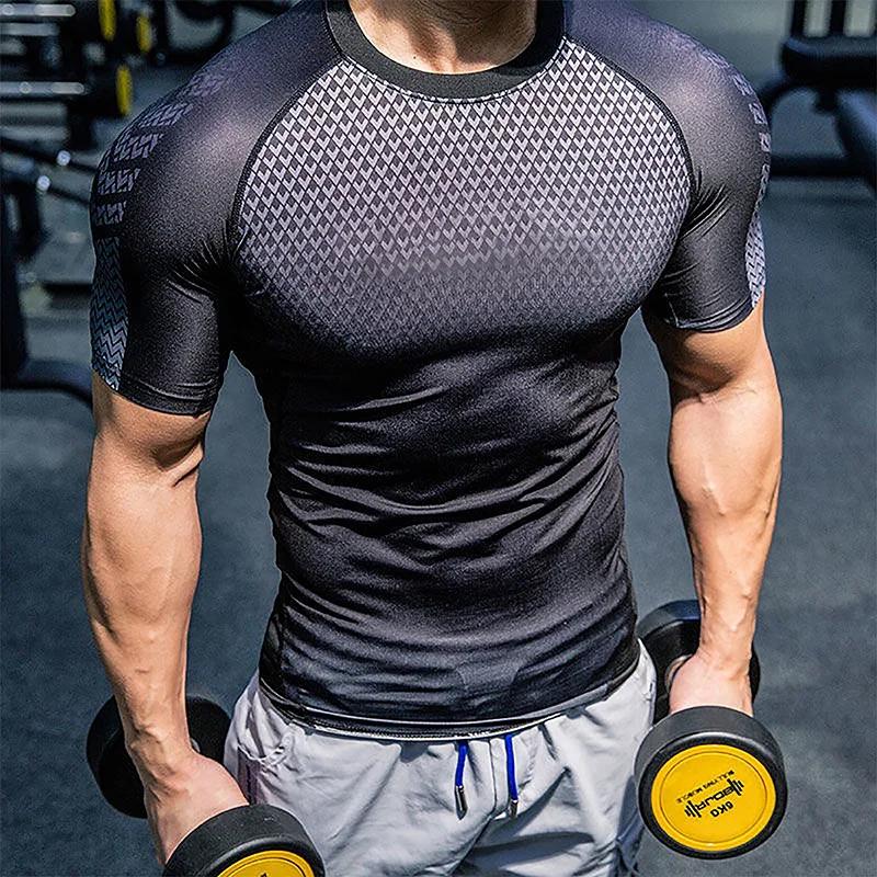 Chemises de Compression graphiques à manches courtes pour hommes, t-shirt d'entraînement de gymnasti