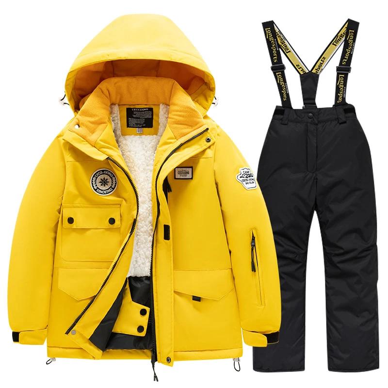 Combinaison de ski d'hiver pour enfants - Manteau épais coupe-vent imperméable neige garçons filles
