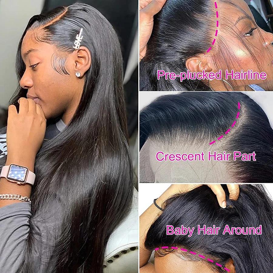 MYLOCKcloser-Perruque Lace Front Wig péruvienne naturelle lisse, 13x4, 360 de densité, 180%, pour fe