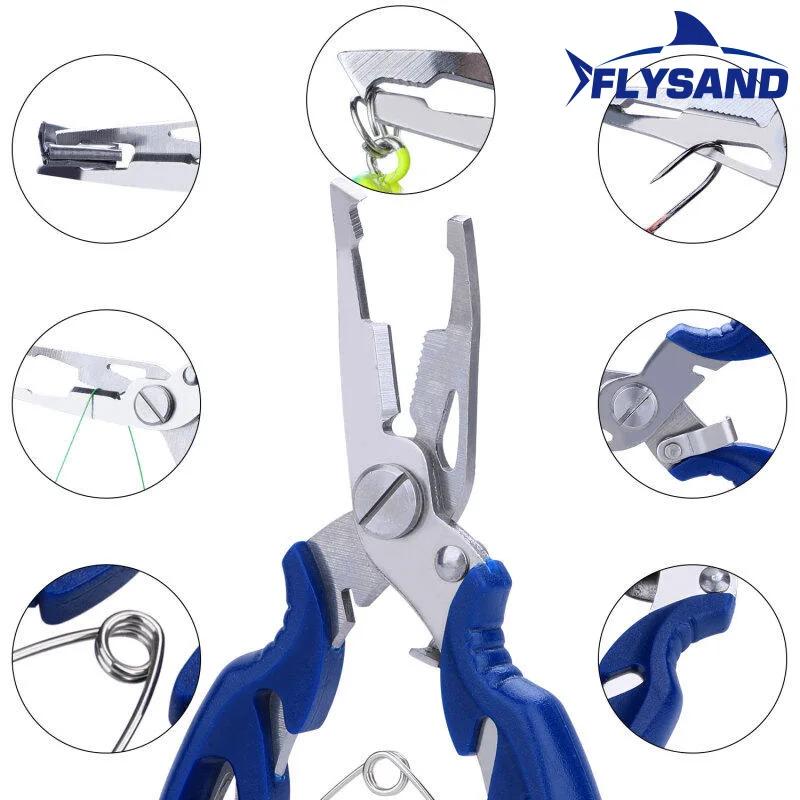 FLYSAND-Pince de pêche multifonction, ciseaux coupe-ligne, dissolvant d'hameçon, ouvre-anneau fendu,