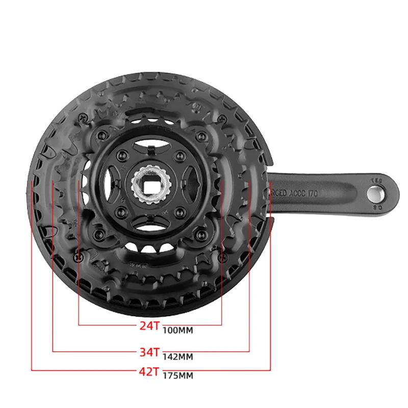 PROWHEEL pédalier de vélo 24-34-42T 28-38-48T 7/8/9 vitesses vtt jeu de manivelle de vélo 170mm trou