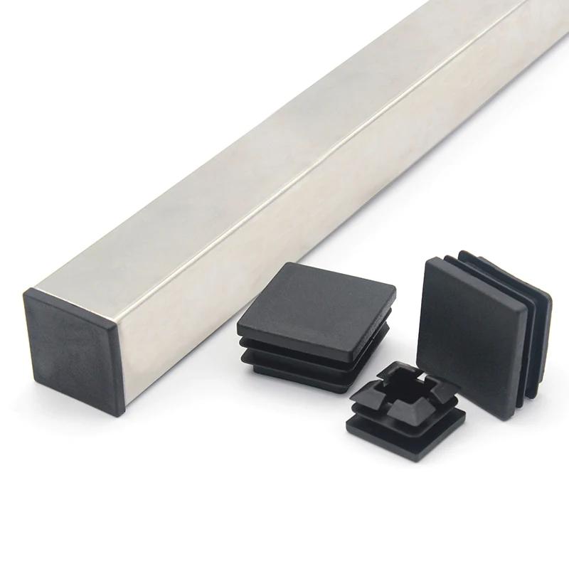Embouts d'obturation carrés en plastique noir pour meubles, tube de jambe, inserts de tuyaux, boucho