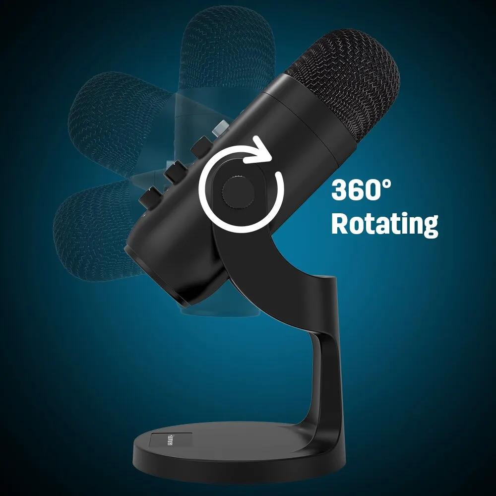 Haomuren Microphone USB pour PC Mac enregistrement de jeu flux Podcast, micro à condensateur d'ordin