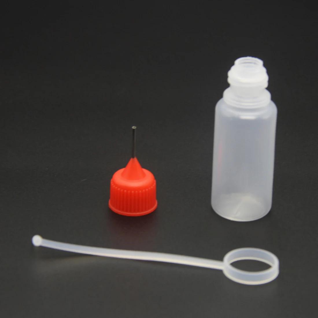 Bouteilles à presser en plastique de 10ml, pointe d'aiguille, applicateur de colle PE, outil artisan