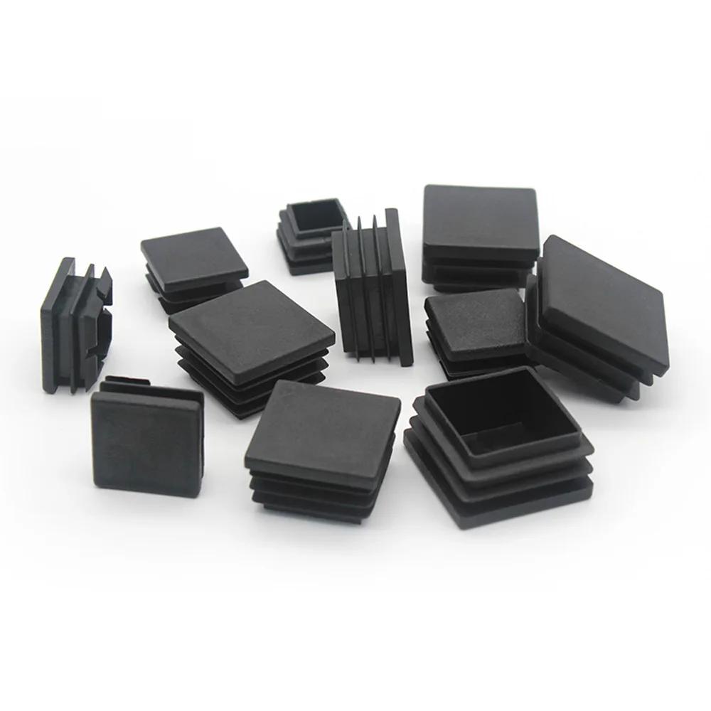 Embouts d'obturation carrés en plastique noir pour meubles, tube de jambe, inserts de tuyaux, boucho