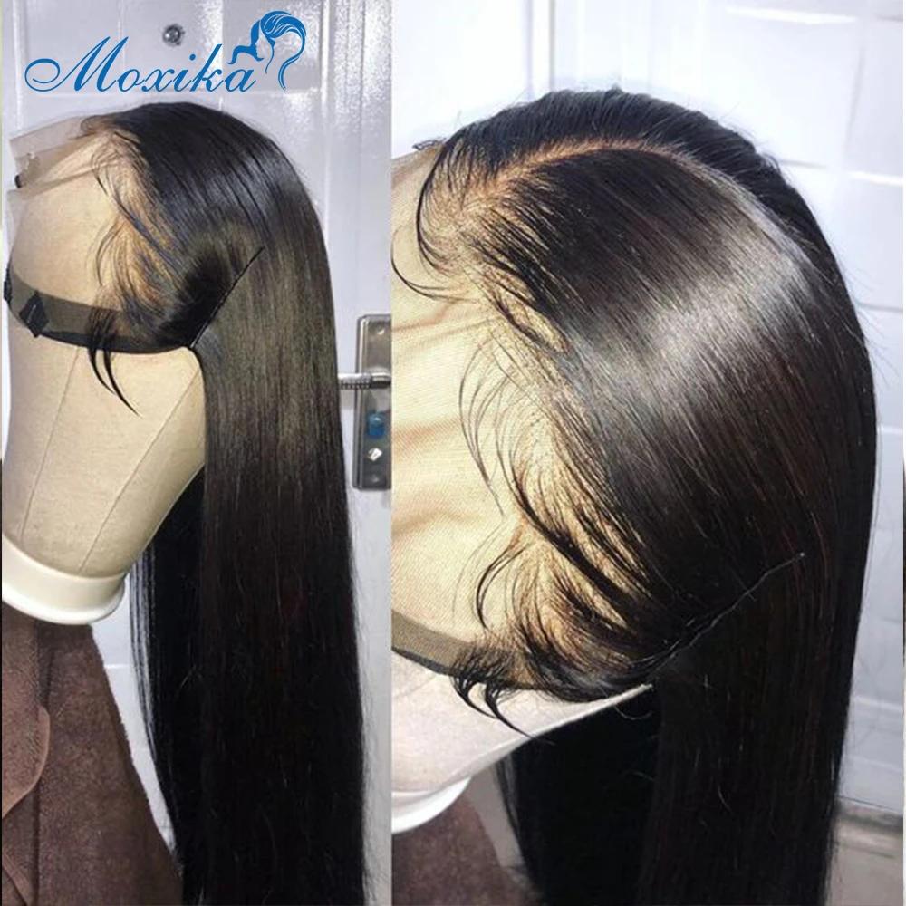 Moxika-Perruque Lace Front Wig naturelle lisse, cheveux humains, 13x4, 30 pouces