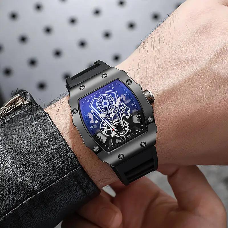 1/2 pièces de luxe grand cadran hommes montre à Quartz décontracté bracelet en Silicone hommes montr