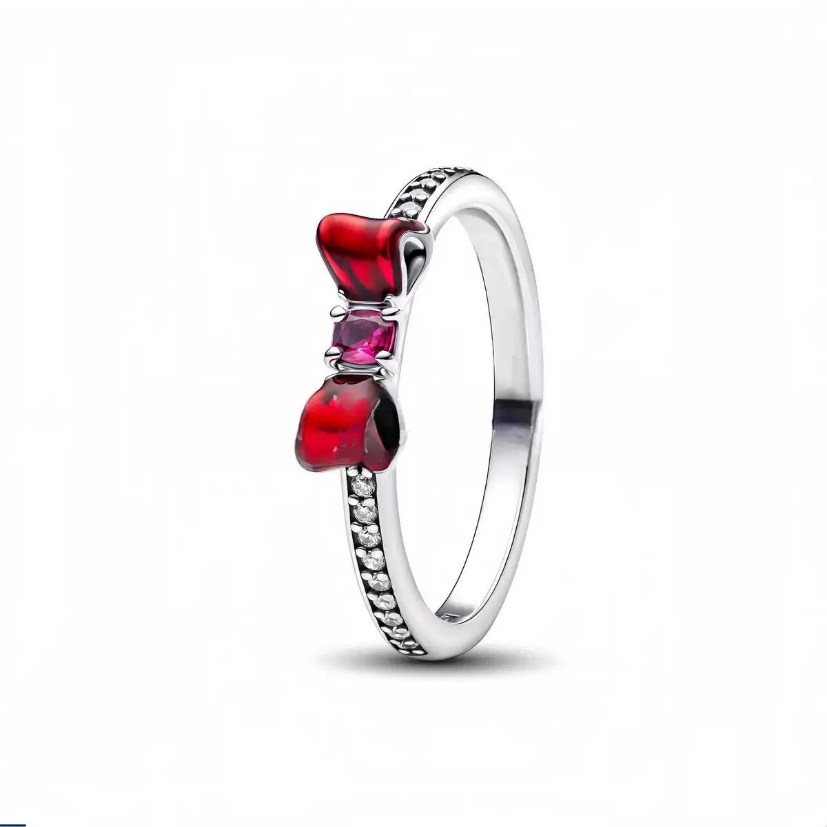 Bague en argent pur 925% en forme de cœur Minnie, couronne de princesse, pour femmes, bijoux fins à