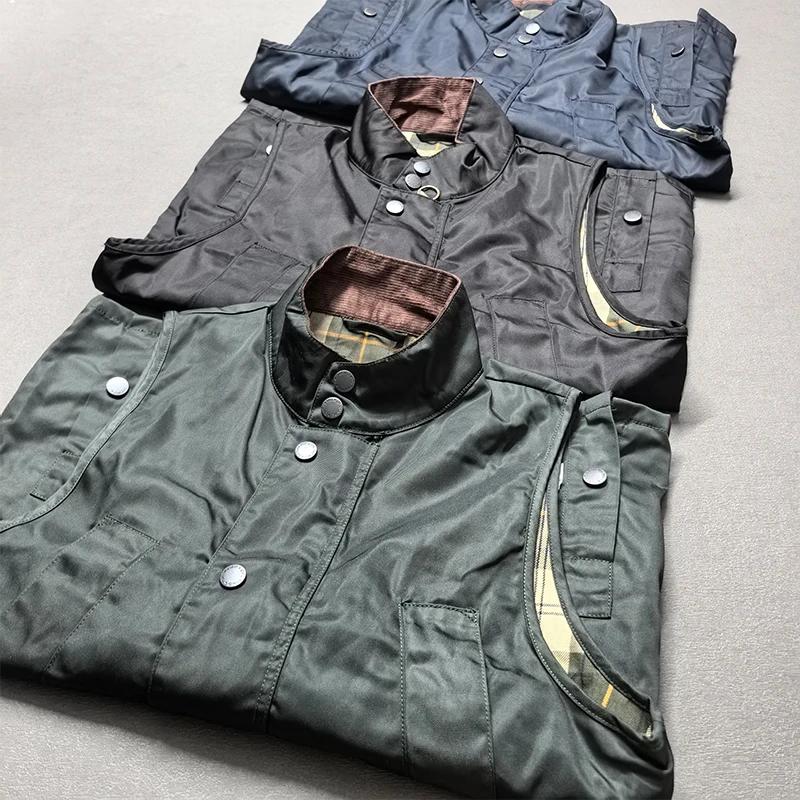 Gilet Cargo sans manches pour hommes, rétro américain, avec cire d'huile, multi-poches, décontracté,