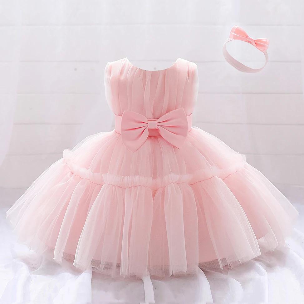 Robes de baptême pour bébés filles, tenue de princesse élégante pour fête de mariage, en Tulle, vête