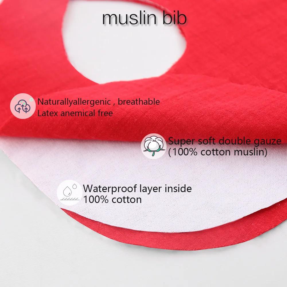 3 pièces/ensemble solide mousseline coton bambou bébé bavoir gland dentelle garçon fille alimentatio