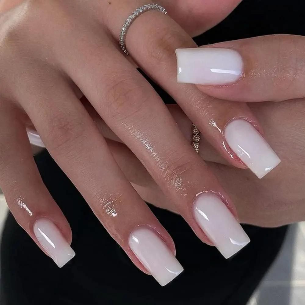 ARTAUG 24 pièces presse sur ongles moyen blanc carré presse sur ongles doux presse sur ongles coréen